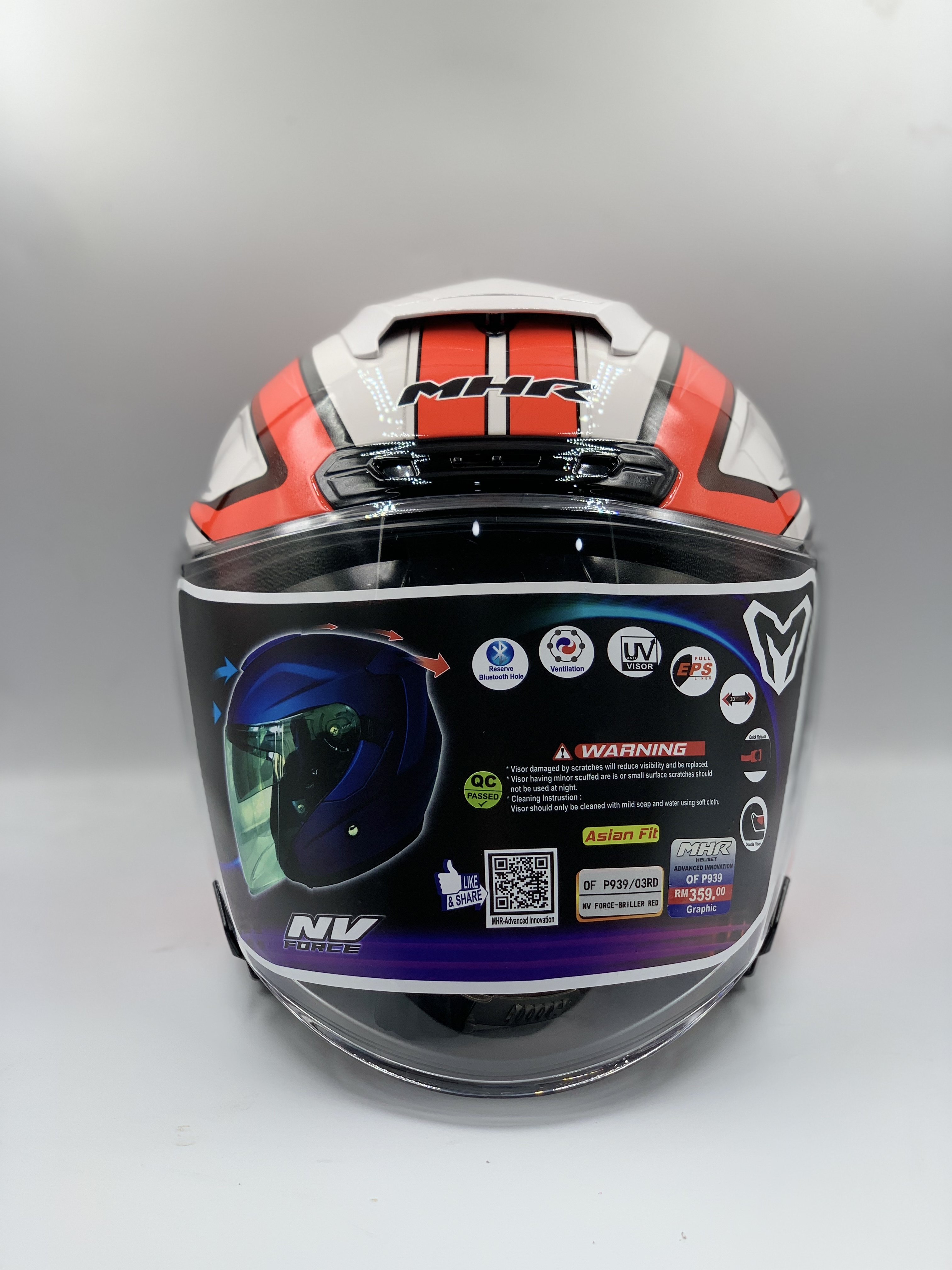 MHR Helmet Open Face BRILLER RED GRAPHIC (SIRIM)